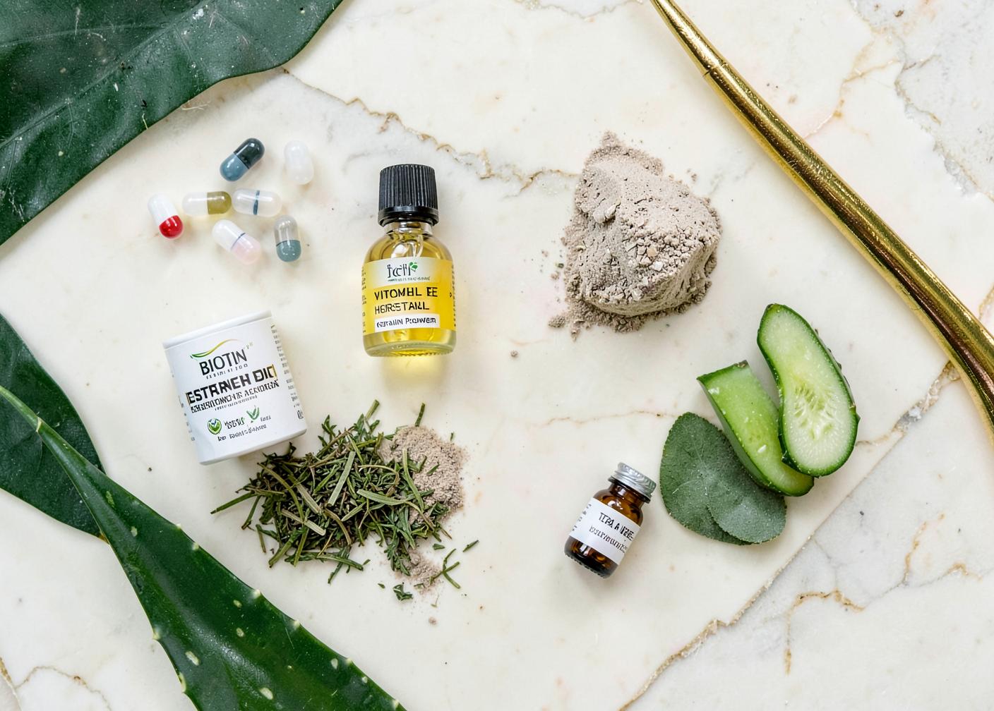 Botanical nail care ingredients including biotin, keratin, horsetail and vitamin E